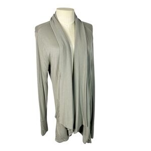 Athleta Cocoon Wrap Sage Green Cardigan size Large Petite thumbholes sweater‎